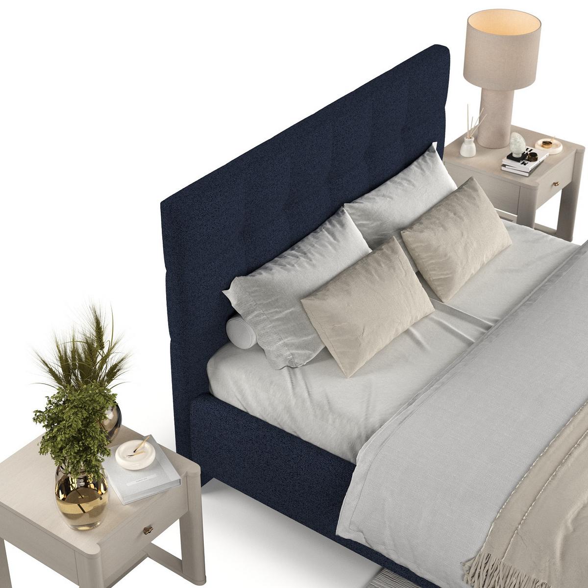 POLSTERBETT Cora 140/200 cm Marineblau im Riva Stoff - Naturfarben/Dunkelblau, Holz/Holzwerkstoff (140/200cm) - AltaBeds