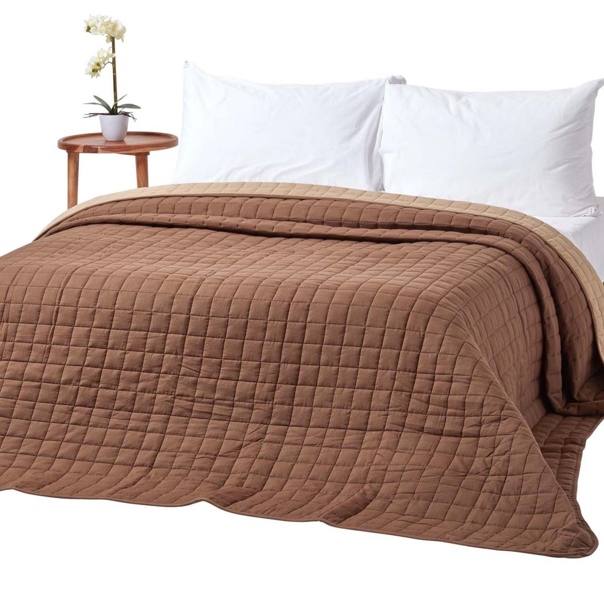 TAGESDECKE gesteppt mit Wende-Design, 150/200 cm - Braun, Textil (150/200cm) - Homescapes