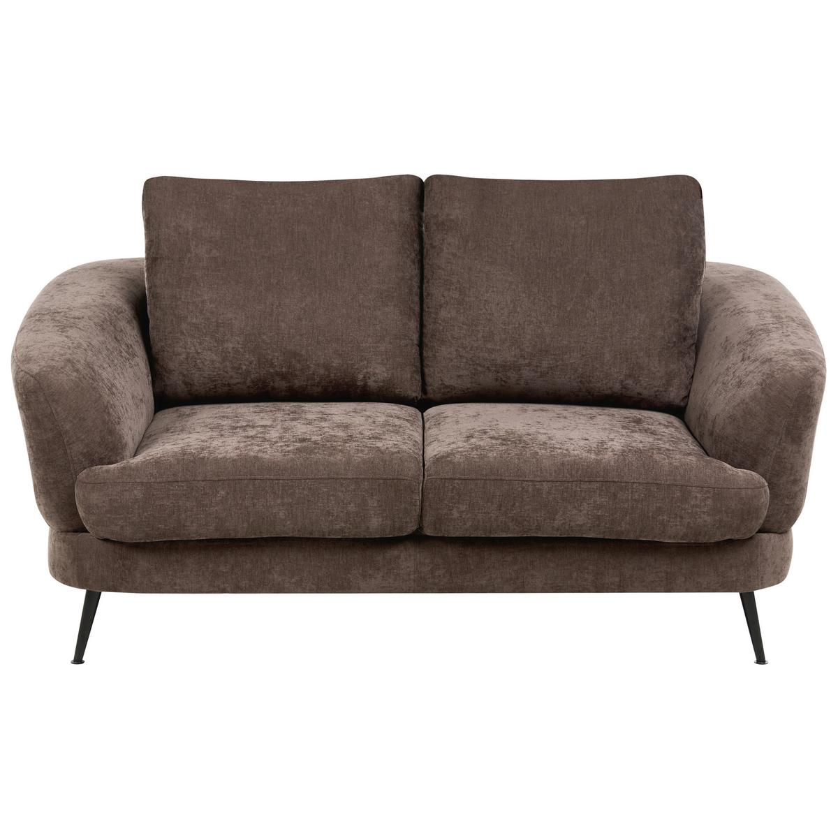SOFA-SET 3-Sitzer Chenillegewebe Dunkelbraun Kjaer - Schwarz/Braun, Textil (155/100/100cm) - Beliani
