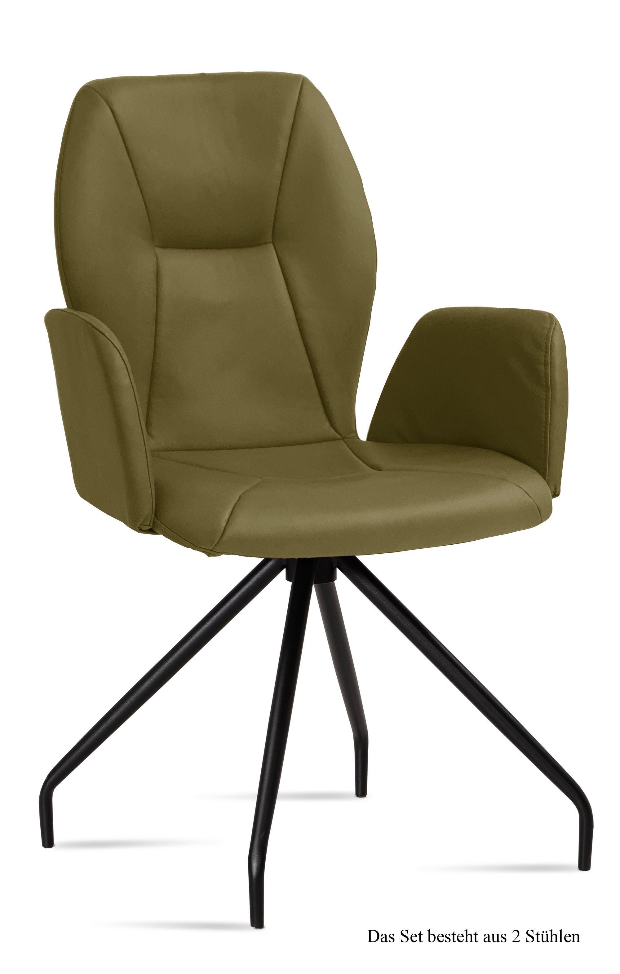 ARMLEHNSTUHL (2er-Set) Dionis 58x92x60 Schwarz/Olivgrün - Schwarz/Olivgrün, Kunststoff (60/92/58cm) - 58aufmkessel
