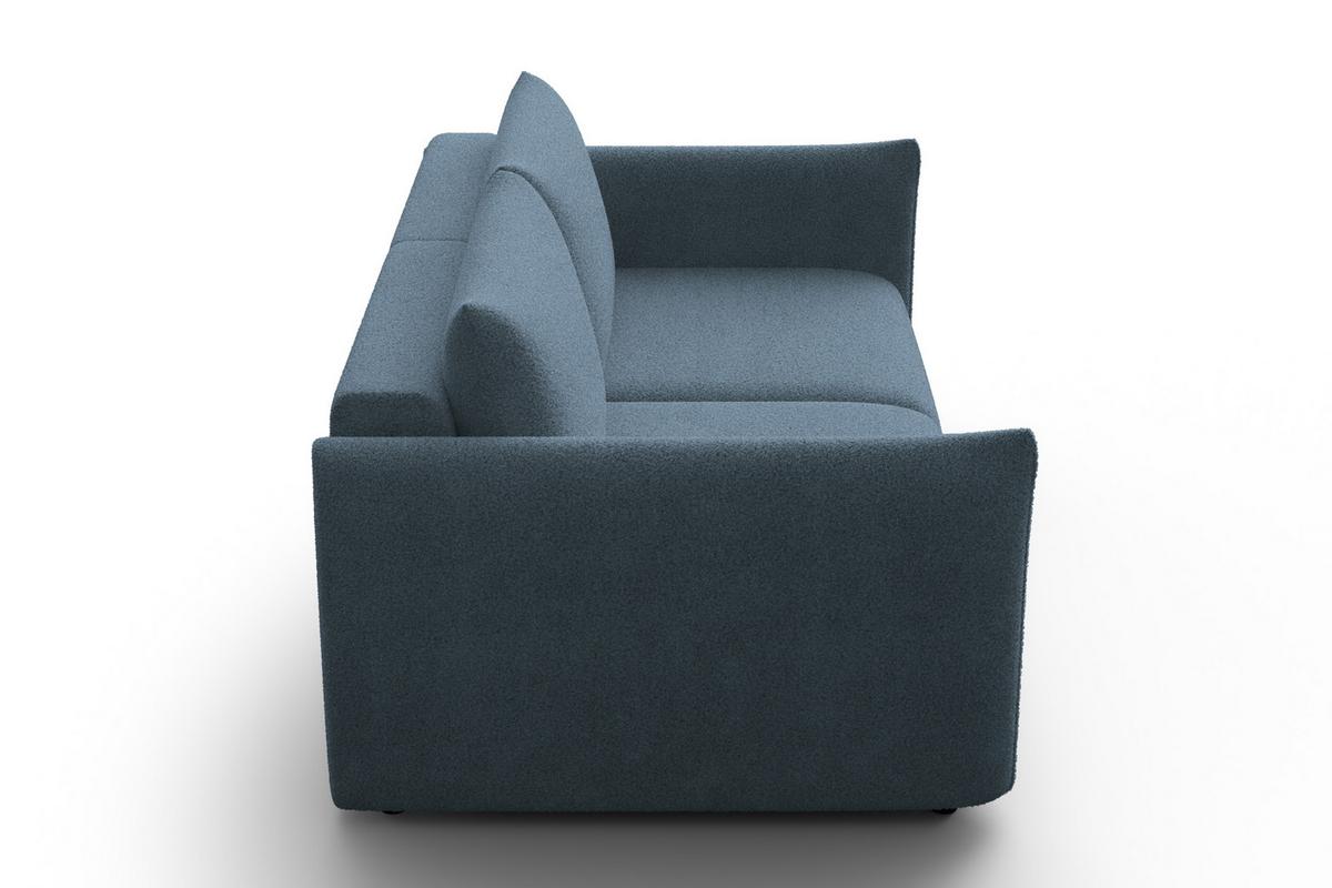 SOFA TAUER 3-Sitzer, Bouclé-Stoff blau - Blau/Schwarz, Holz/Textil (206/84/112cm) - Courtois Laville