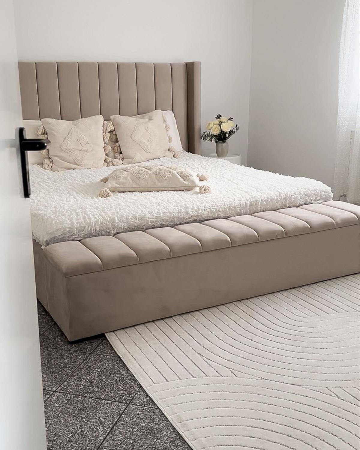 POLSTERBETT 180/200cm Beige Noyers - Beige, Textil (180/200cm) - Beliani