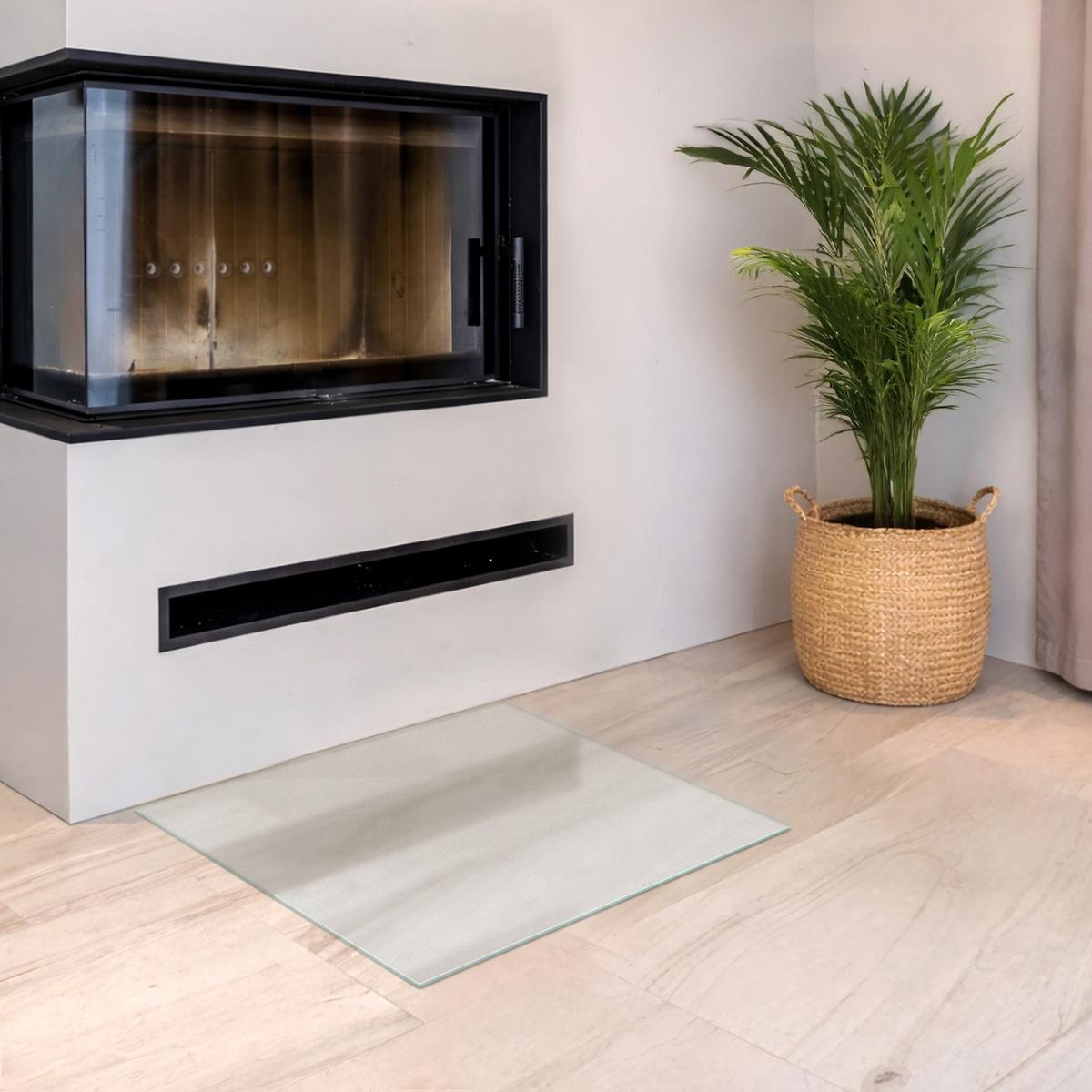 GLASBODENPLATTE für Kaminofen 60x60 cm – Milchglas Optik - Transparent, Glas (60/50/0.4cm) - TULUP