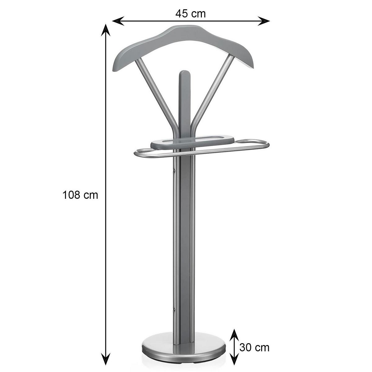 HERRENDIENER FABIO grau - Grau, Metall (45/108/30cm) - IDIMEX
