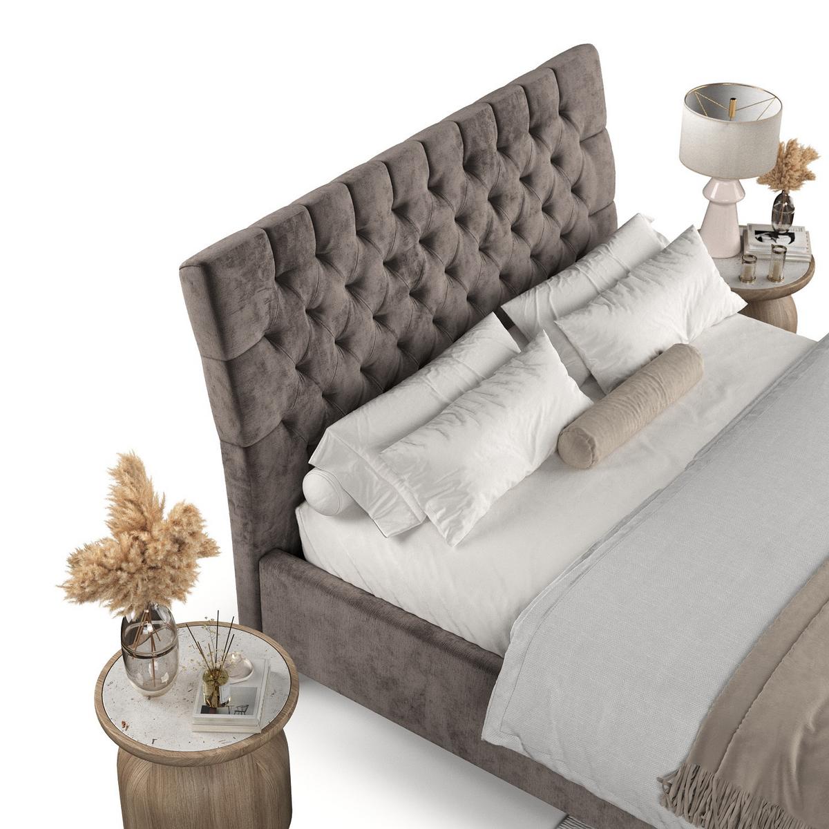 POLSTERBETT Lira 160/200 cm Braun im Lotta Stoff - Naturfarben/Braun, Holz/Holzwerkstoff (160/200cm) - AltaBeds