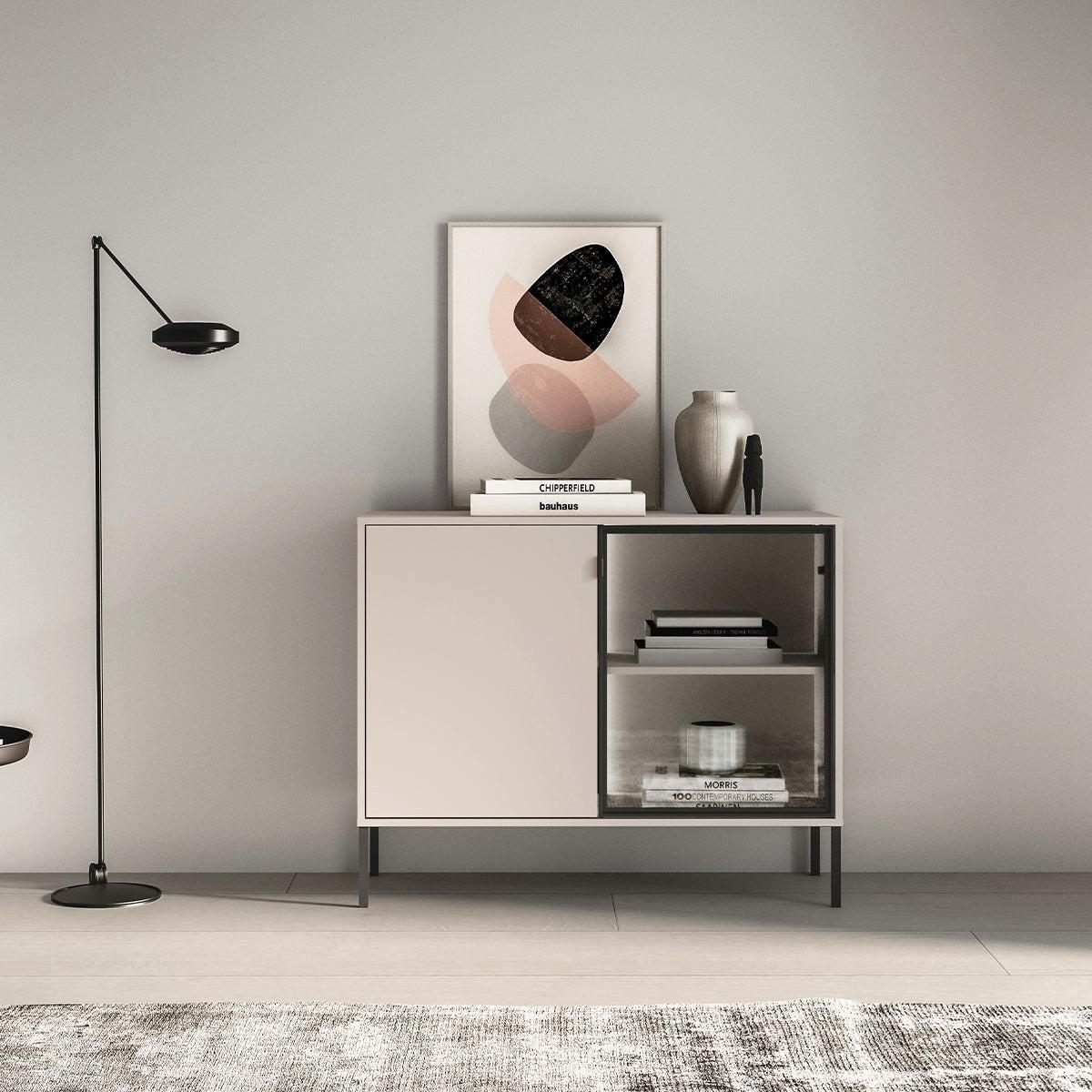 SIDEBOARD Paige Kaschmir und Schwarz - Kaschmir, Holzwerkstoff (107/86/40cm) - Petits-meubles