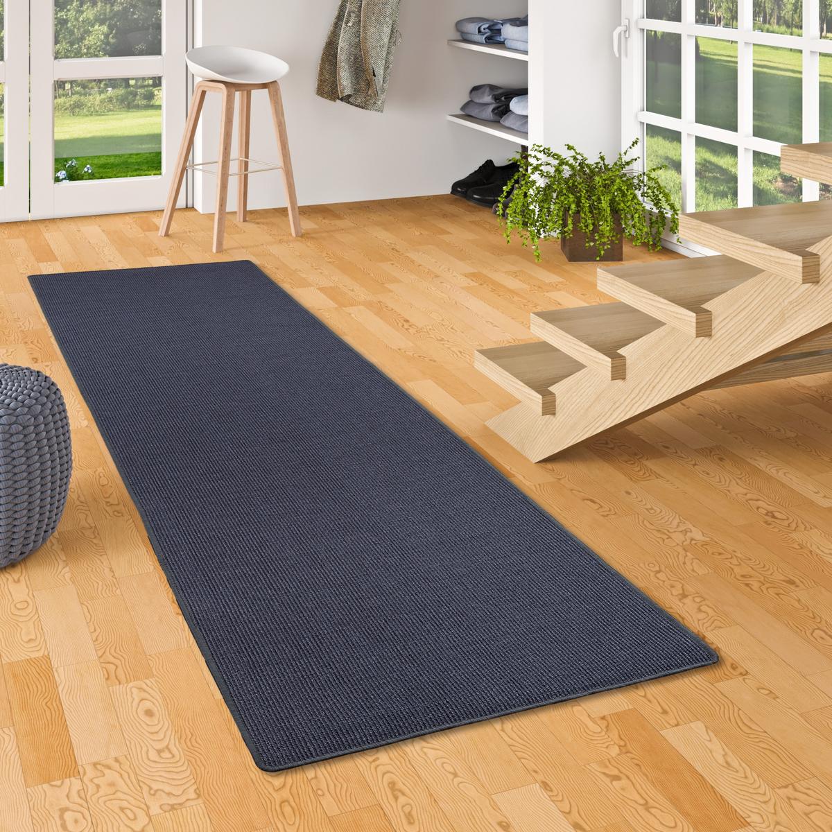 SISAL NATUR LÄUFER TEPPICH - Blau, Textil (80/240cm) - Snapstyle