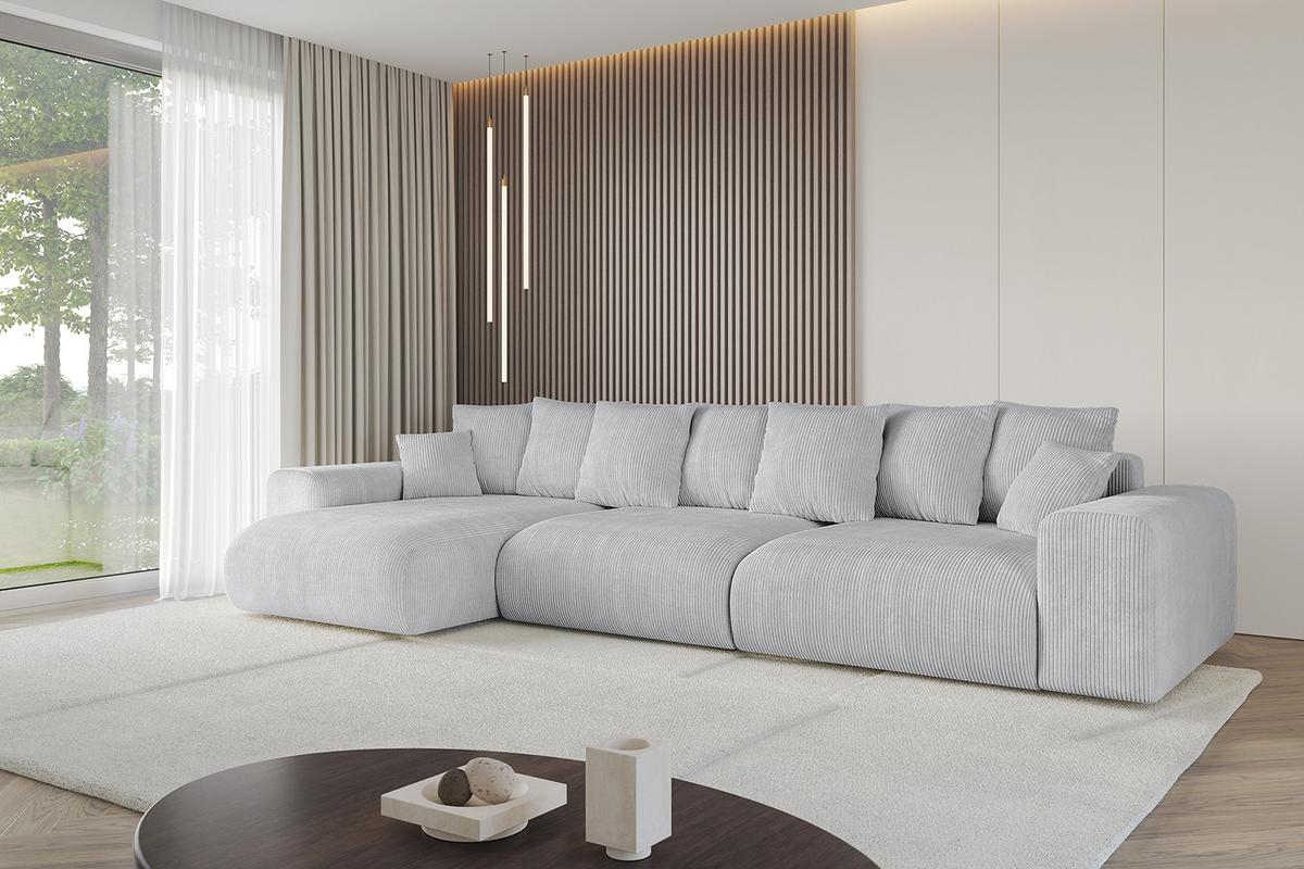 ECKSOFA Ottomane links ESKAR-L2 364x176x72 Grau Cord - Schwarz/Grau, Holzwerkstoff/Kunststoff (364/176cm) - ALTDECOR