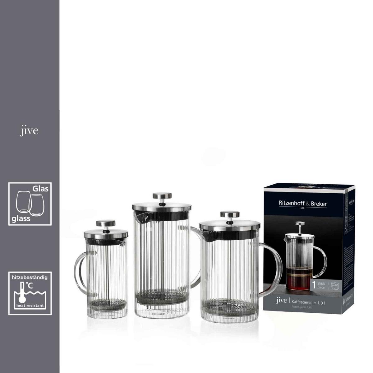 KAFFEEBEREITER Jive transparent 1 l - Transparent, Glas/Metall (12.5/21.5/13.5cm) - Ritzenhoff Breker