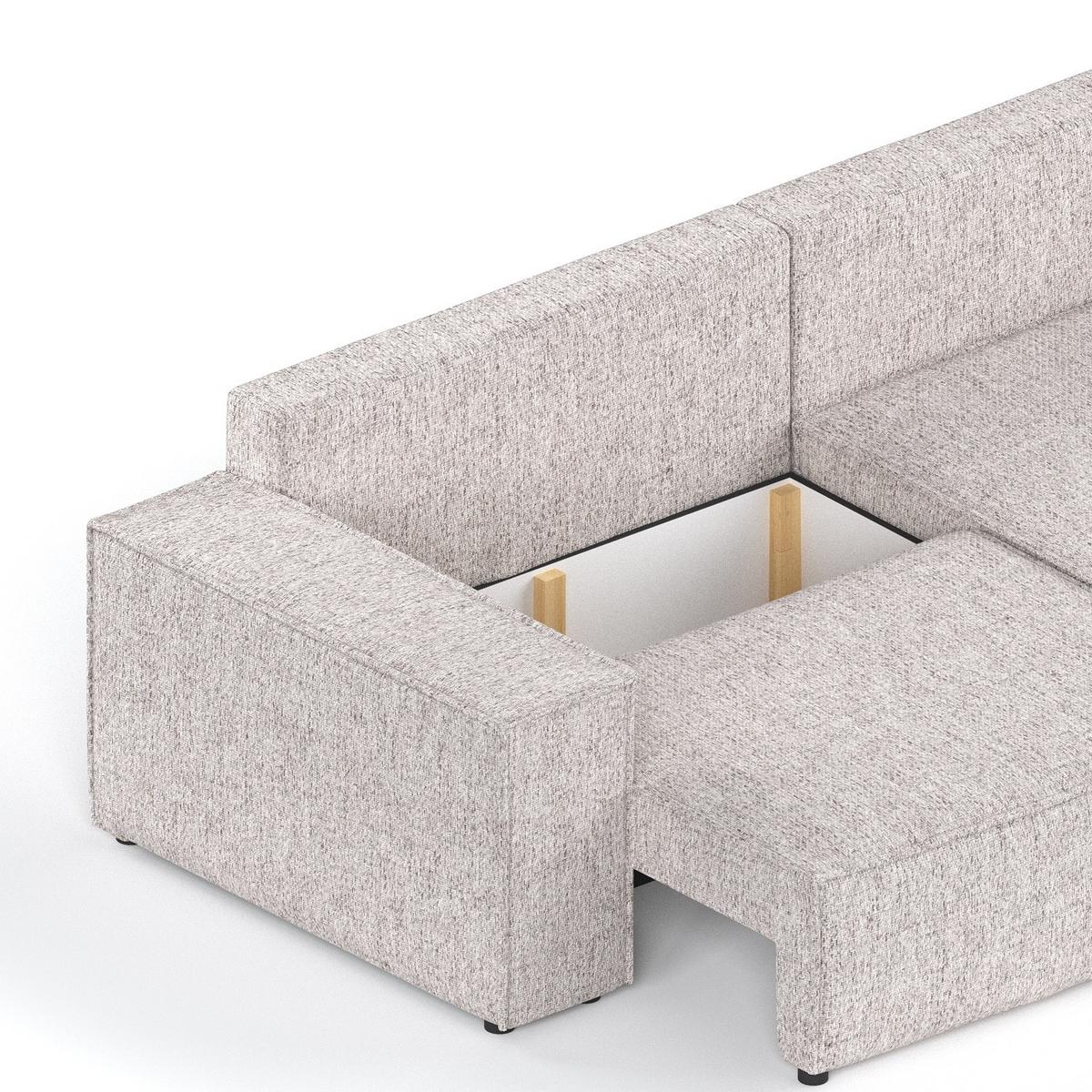 ECKSOFA SENSO mit Schlaffunktion Beige im Neve Stoff - Beige/Schwarz, Holz/Holzwerkstoff (255/148cm) - AltaBeds