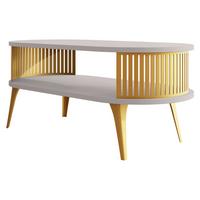 COUCHSITCH Roenni Oval Gold - Kaschmir/Goldfarben, Holzwerkstoff/Metall (100/50/44cm) - MIRJAN24