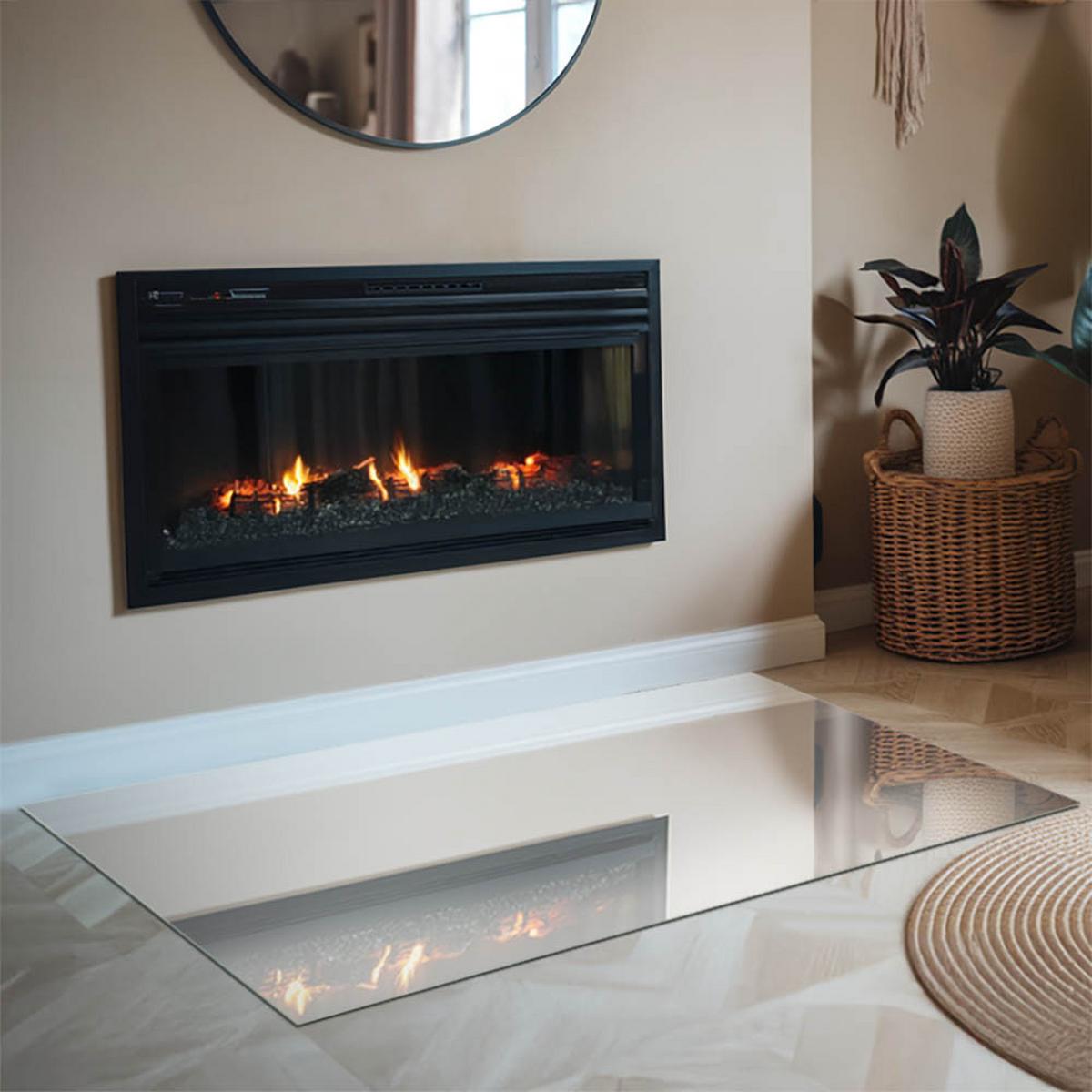 GLASPLATTE für Kamin 120x80 cm - Grau, Glas (120/80/0.4cm) - TULUP