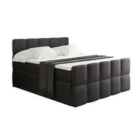 BOXSPRINGBETT mit Matratze und Lattenrost - LIRO-Z KING-120x200 - Schwarz Kunstleder - Schwarz, Holzwerkstoff (120/200cm) - ALTDECOR