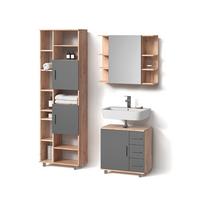 BADMÖBEL-SET Eisak Eiche 3 Teile, mit Unterschrank 60 cm - Eichefarben, Holzwerkstoff (60/60/33cm) - Livinity®