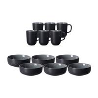 BRUNCHSET Jasper schwarz 12er Set - Schwarz, Keramik (2/2/2cm) - Ritzenhoff Breker
