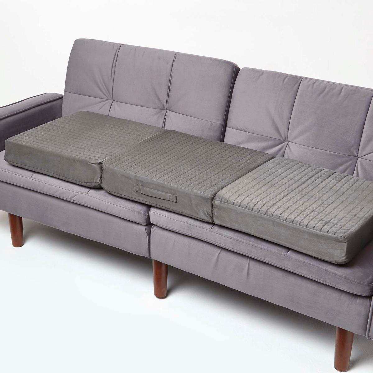 SITZKISSEN-BEZUG für Sofa-Auflage 150/50/10 cm, Velours - Grau, Textil (150/50/10cm) - Homescapes