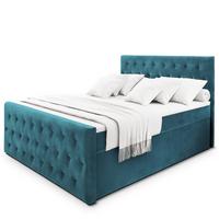 BOXBETT FONDI 180x200 cm mit Matratze und Topper - Blau - Blau, Holz (180/200cm) - MASSENO