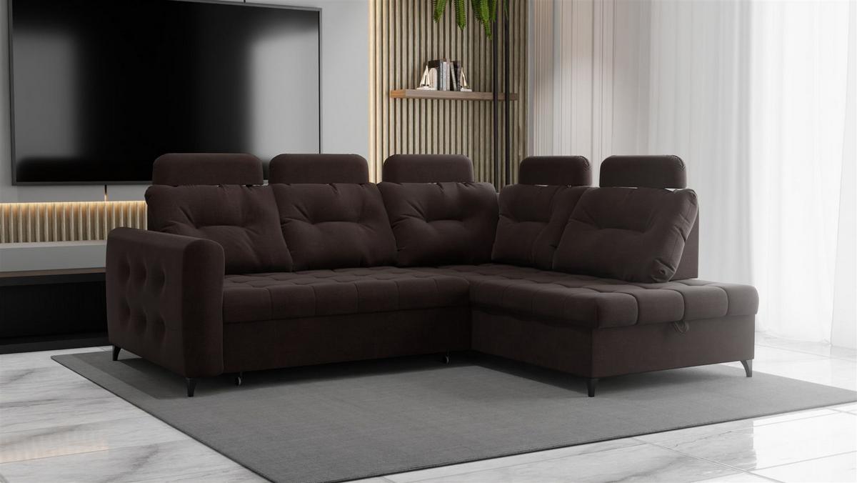 ECKSOFA Wendie - Dunkelbraun, Holzwerkstoff/Textil (250/200cm) - Fun Möbel