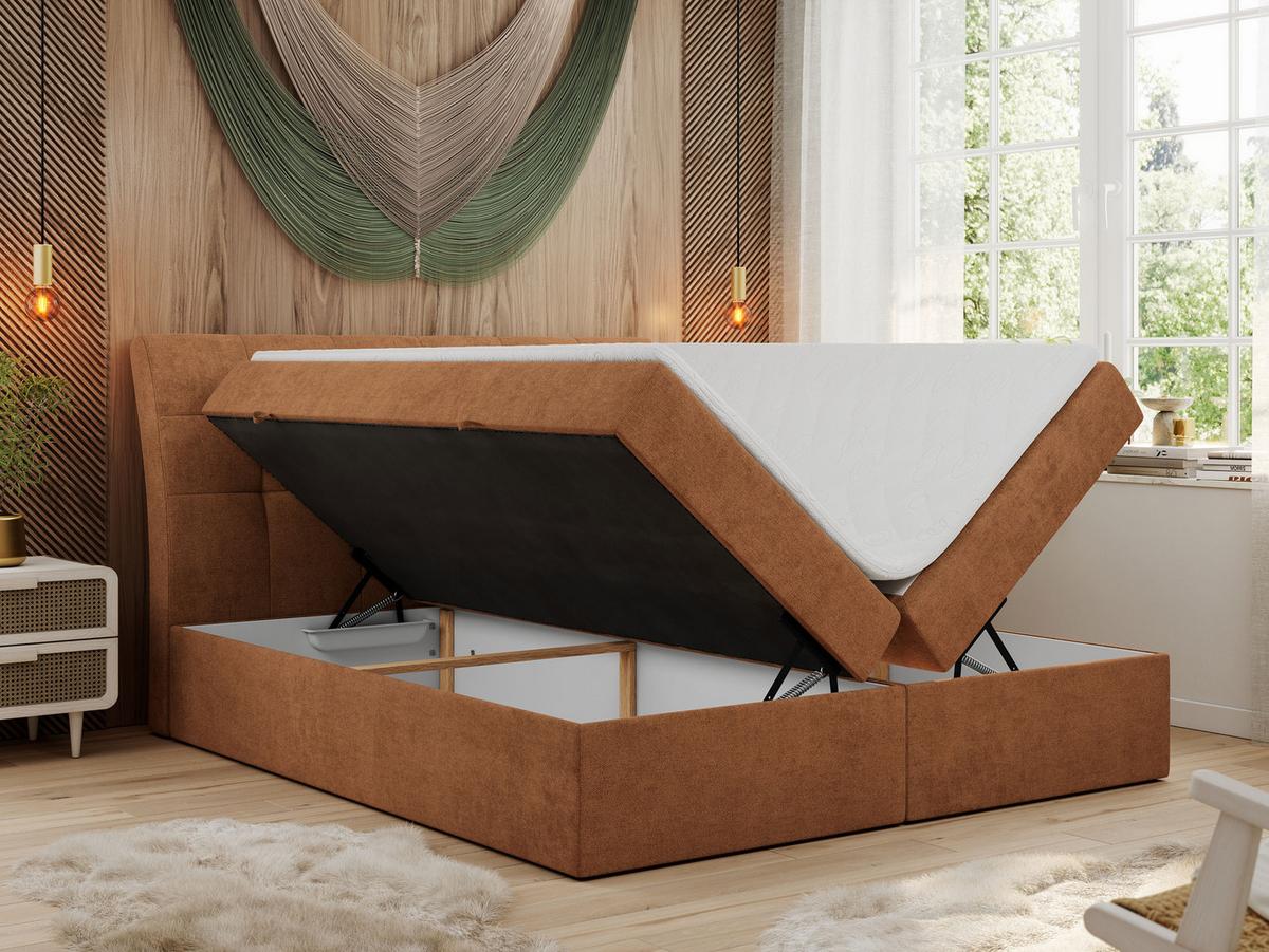 BOXBETT DIEGOS 200/200 Orange Struktur - H3 - Orange, Holz/Textil (200/200cm) - MKS