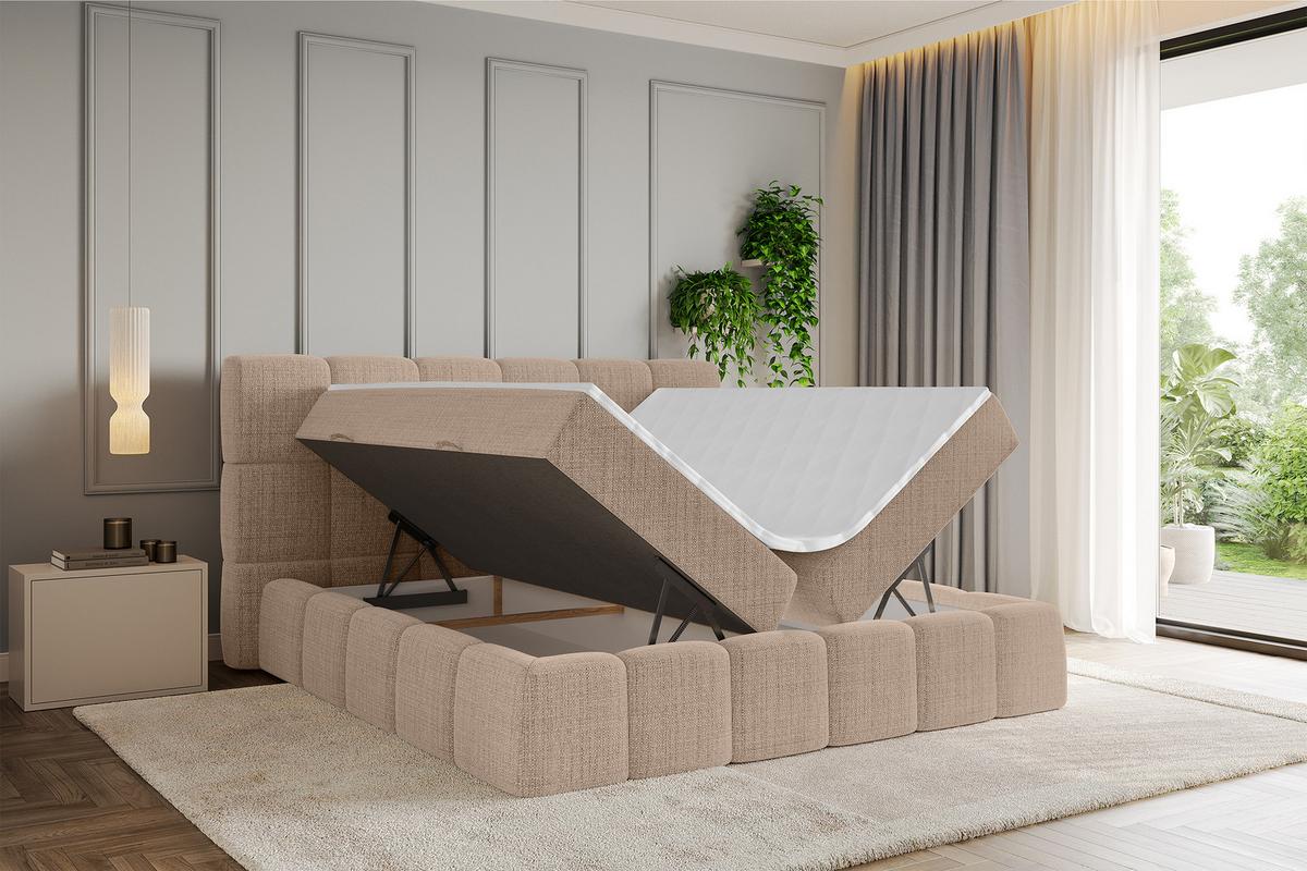 BOXBETT - AURI-H3 - 180x200 Dunkelbeige Aragon - Sandfarben, Holzwerkstoff (180/200cm) - ALTDECOR