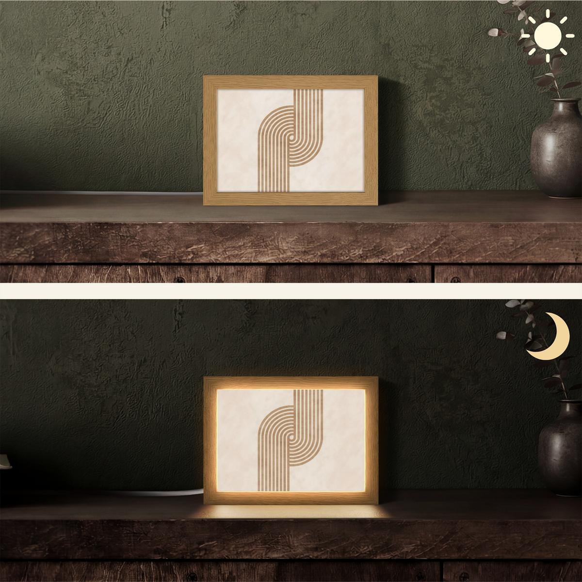 TISCHLEUCHTE Symmetrische Biegung - kupferfarbig 20x15 cm - Cappuccino, Holzwerkstoff (8/20/15cm) - OnlyWow