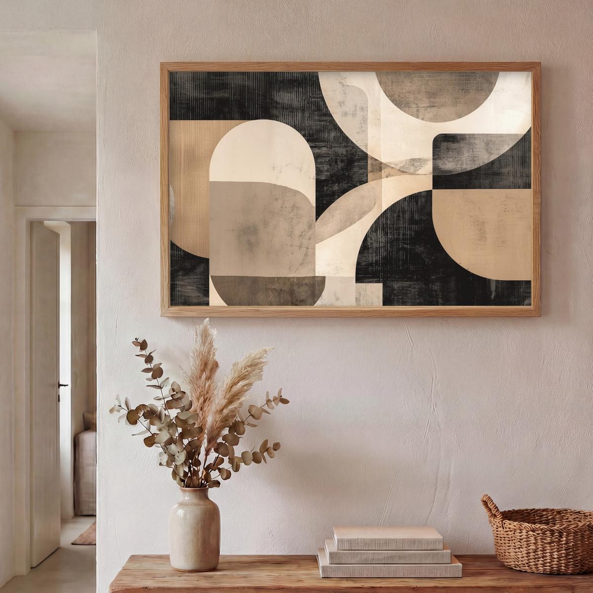 WANDLEUCHTE MIT AKKU Abstrakt - Formen - Modern - Beige 100x70 cm - Grau, Holzwerkstoff (100/70/8cm) - OnlyWow