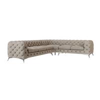 ECKSOFA Chesterfield Laura Dunkle Creme Samt - Silberfarben/Creme, Holz/Textil (323/264cm) - S-Style Möbel