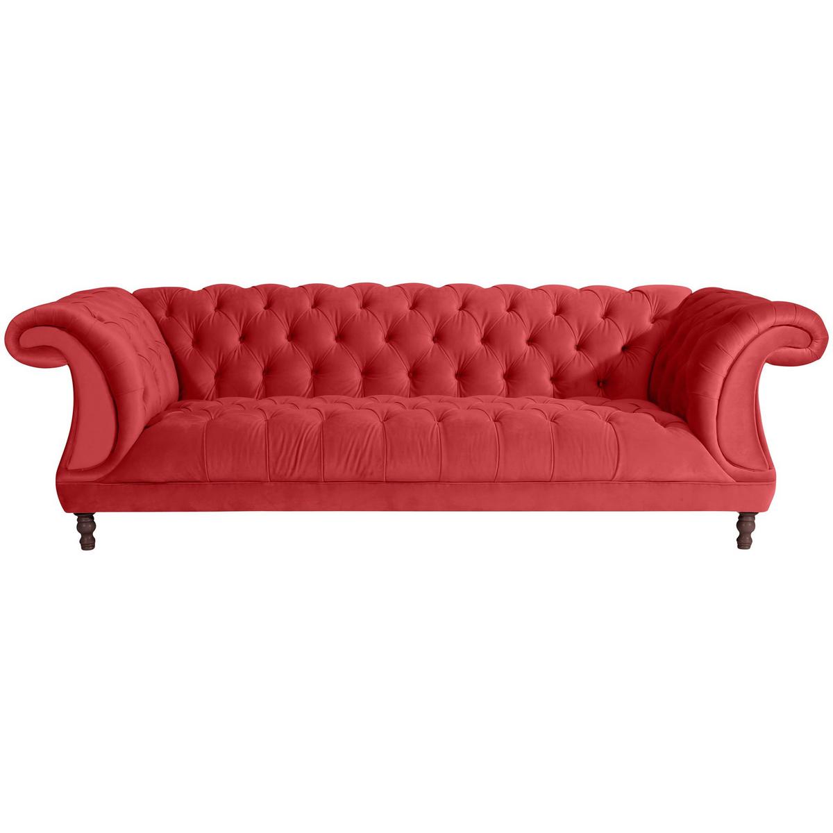 CHESTERFIELD Sofa 3-Sitzer Kaylin Samtvelours rot - Rot, Kunststoff (253/80/100cm) - 58aufmkessel