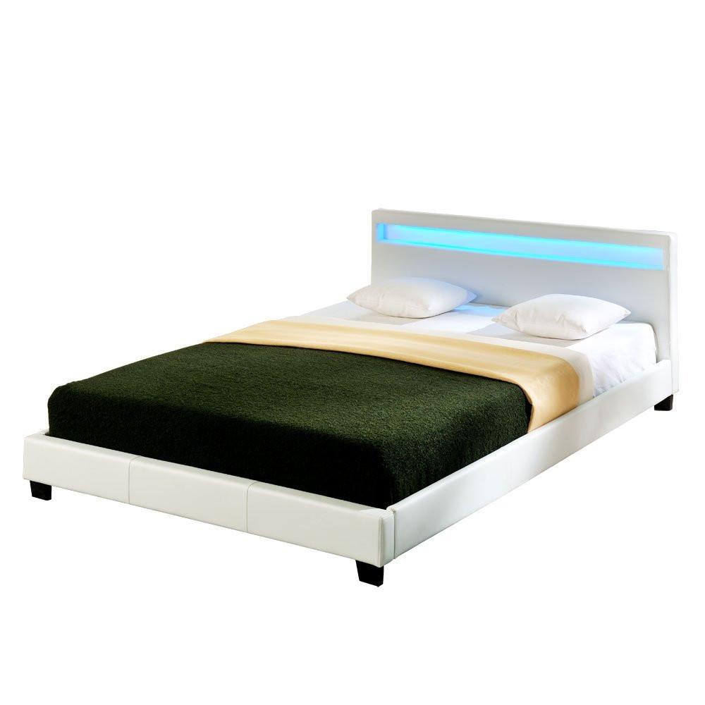 POLSTERBETT Paris mit LED-Beleuchtung - Weiß, Textil (160/200cm) - Corium