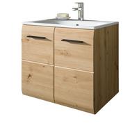 WASCHTISCH Eiche Artisan, Set Waschbeckenunterschrank hängend mit Waschbecken, Breite 60 cm - Schwarz/Eiche Artisan, Keramik/Holzwerkstoff (60/55/46cm) - Inn.Furn