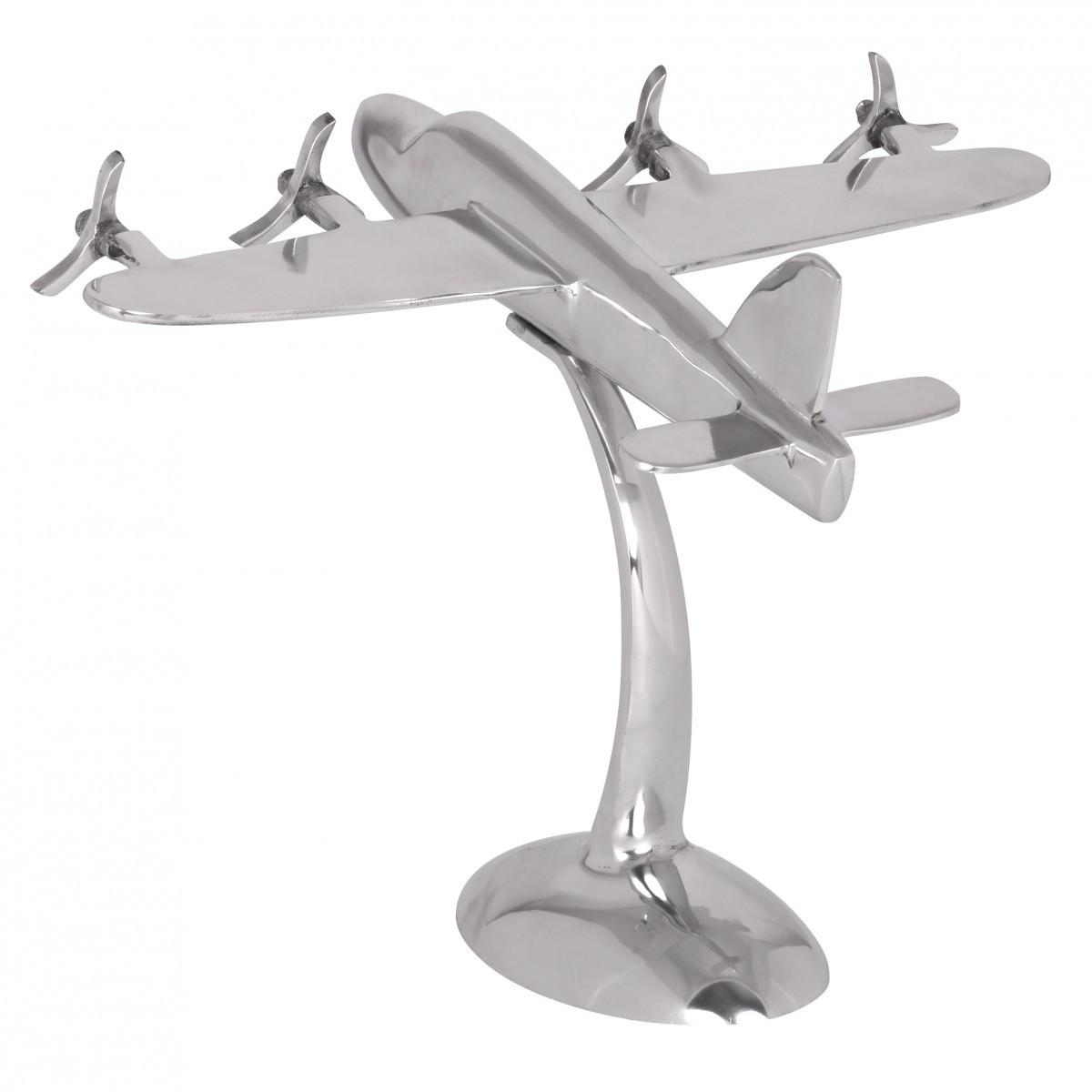 DEKOFIGUR Flugzeugpropeller Aluminium Silber 42x30 cm handgefertigt - Silberfarben, Metall (42/42/30cm) - KADIMA DESIGN