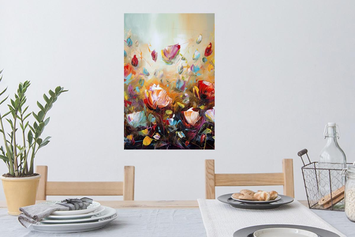 WANDTATTOO Blumen - Kunst - Natur - Ölgemälde Wandbild 40x60 cm - Multicolor, Kunststoff (40/60/0.1cm) - MuchoWow