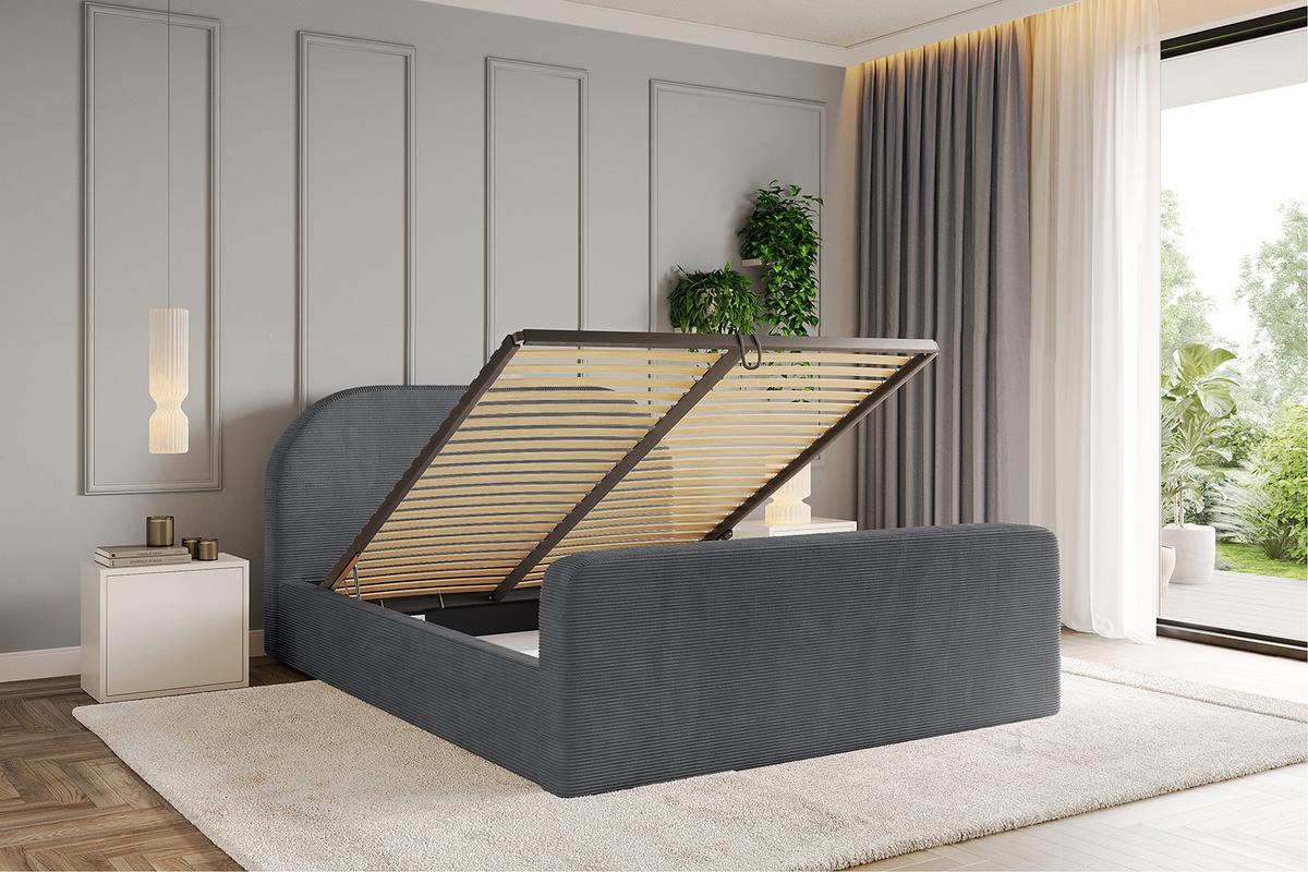 POLSTERBETT mit Bettkasten und Lattenrost, Boxbett ohne Matratze - TIVON 180x200 Dunkelgrau - Anthrazit, Holzwerkstoff/Textil (180/200cm) - ALTDECOR