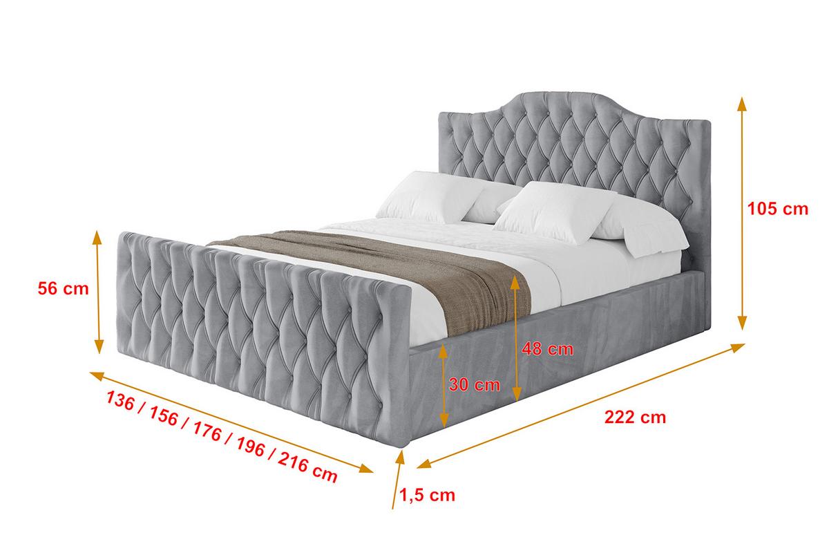 POLSTERBETT mit Bettkasten, Fußteil und Lattenrost, Boxbett mit Matratze H3/H4 - FALIO-Z 120x200 Hellgrau - Hellgrau, Holzwerkstoff/Textil (120/200cm) - ALTDECOR