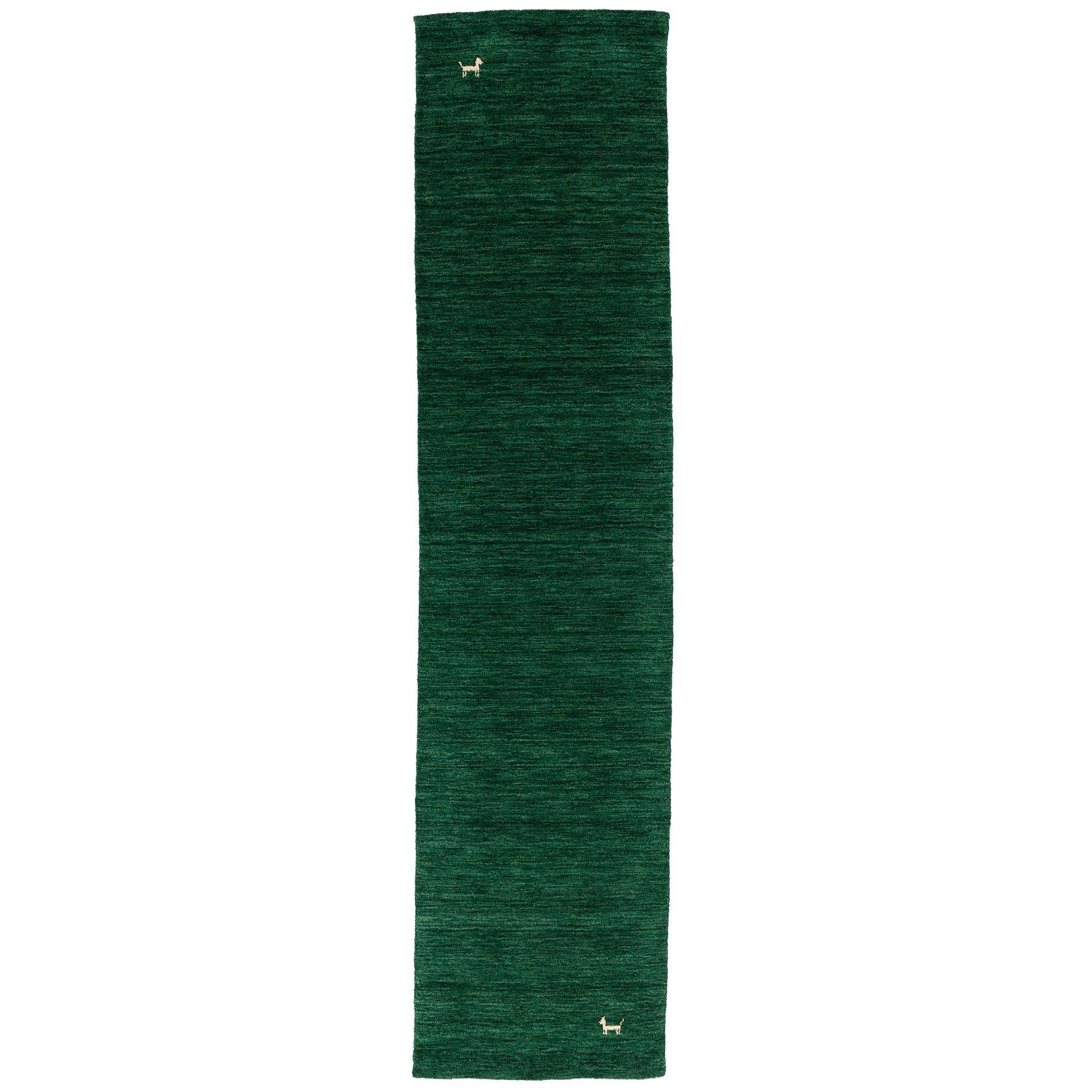 NATUR TEPPICH LÄUFER INDO NEPAL GABBEH SHIVA - Dunkelgrün, Textil (90/160cm) - Pergamon