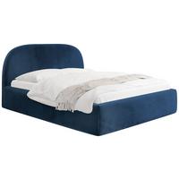 POLSTERBETT Puro mit Bettkasten, Dunkelblau Samt 120 x 200 cm – mit Metall-Lattenrost - Blau/Birkefarben, Kunststoff/Textil (120/200cm) - WFL GROUP