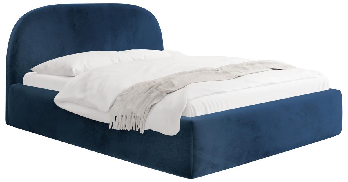 WFL GROUP POLSTERBETT Puro mit Bettkasten, Dunkelblau Samt 120 x 200 cm ...