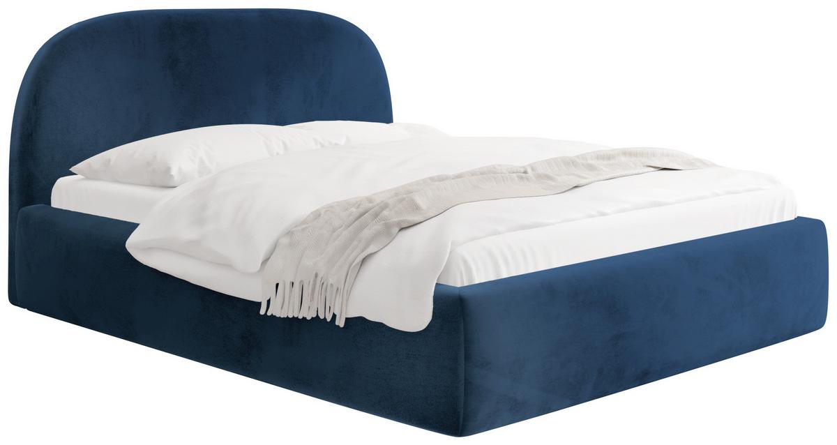 WFL GROUP POLSTERBETT Puro mit Bettkasten, Dunkelblau Samt 160 x 200 cm ...