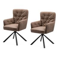 STUHL 2er-Set braun Leder-Optik, Esszimmerstuhl drehbar - Schwarz/Braun, Holz/Textil (57/95.5/57cm) - Furn.Design