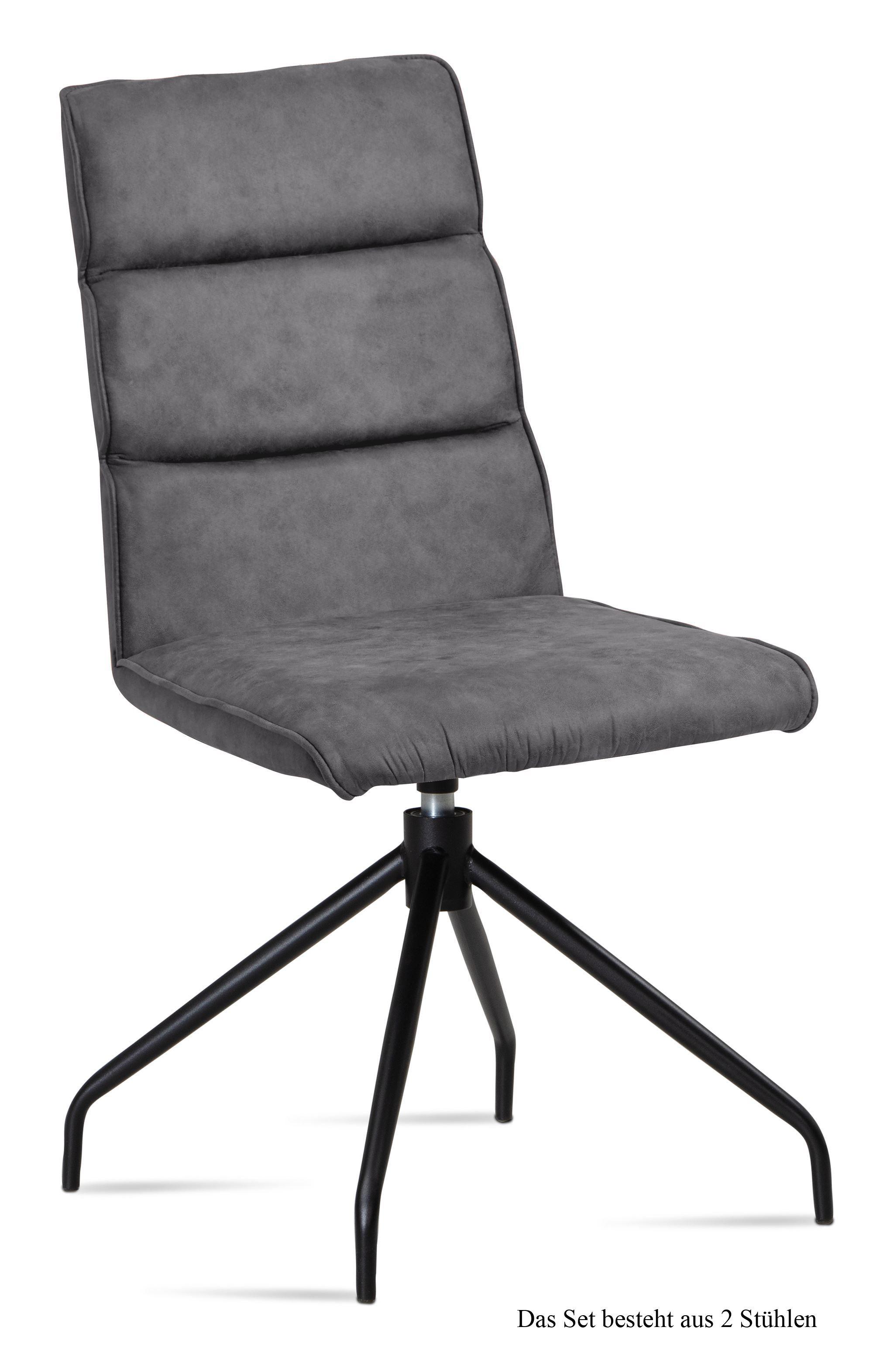 ESSZIMMERSTUHL drehbar (2er-Set) Domini 47x92x60 Schwarz/Grau - Schwarz/Grau, Kunststoff (60/92/47cm) - 58aufmkessel