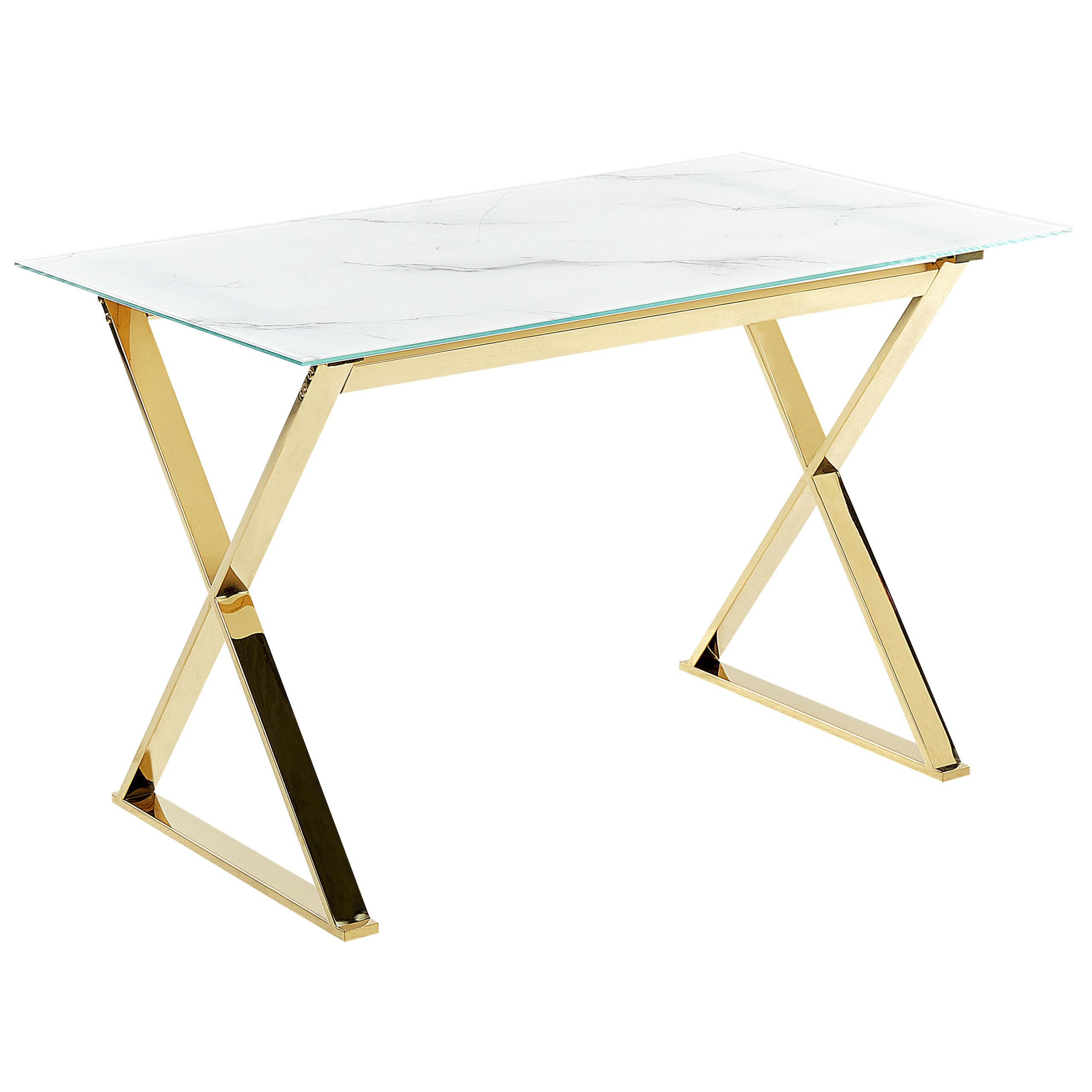 ESSTISCH 120/70/75 cm Marmor Rechteckig Attica - Weiß, Glas (120/70/75cm) - Beliani