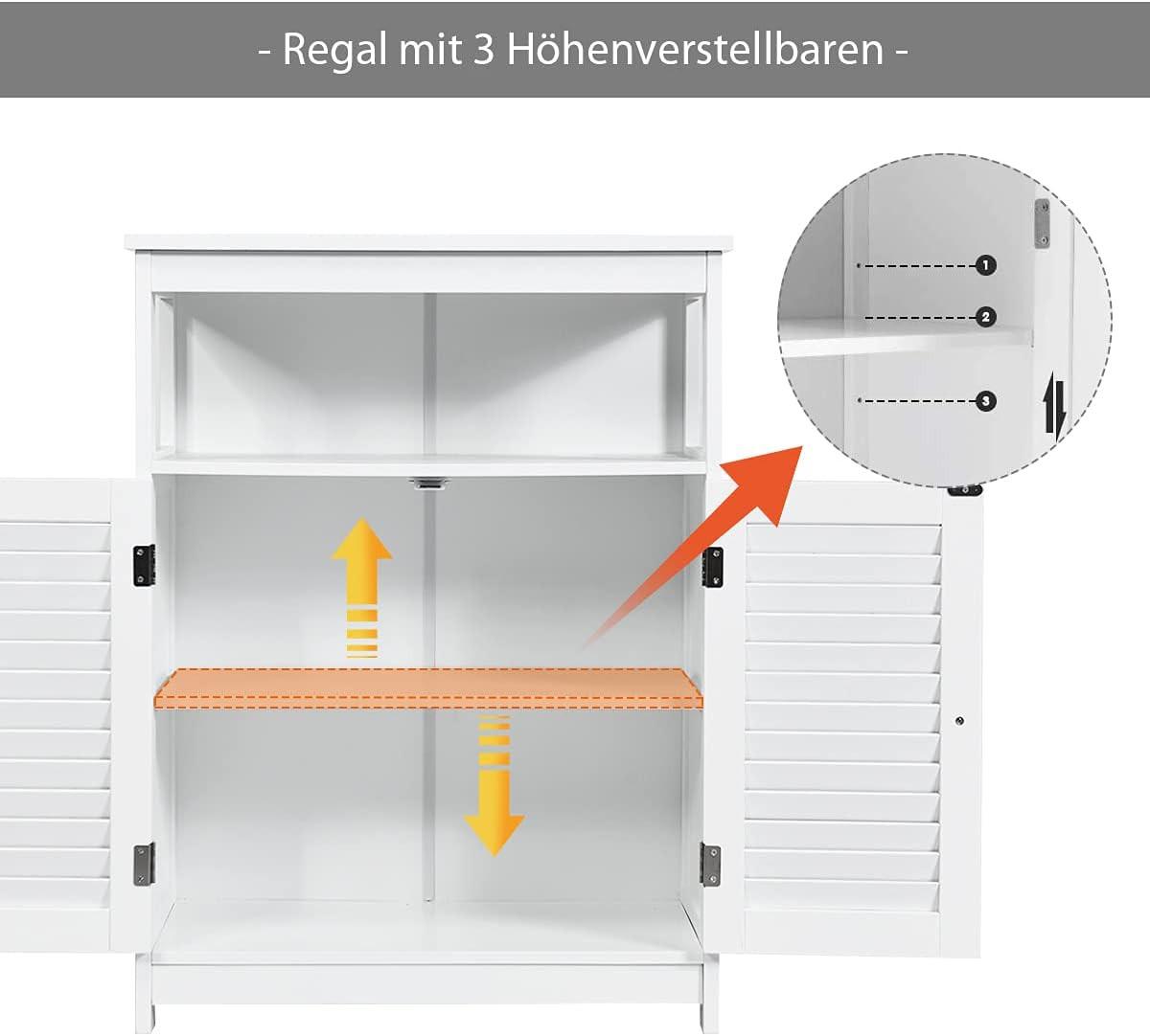 BADSCHRANK Weiß - Weiß, Holz (60/80/30cm) - COSTWAY