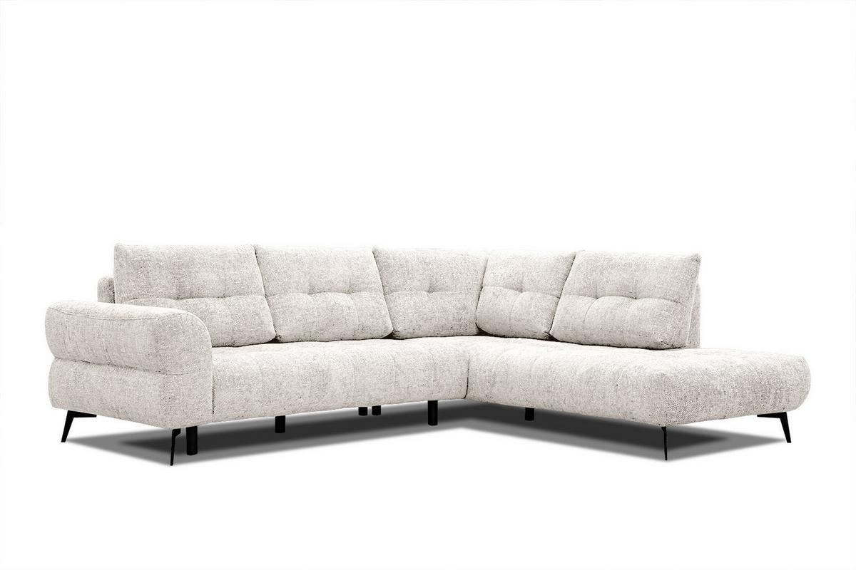 ECKSOFA SALVINI 5-Sitzer, ecru - Ecru/Schwarz, Holzwerkstoff/Textil (292/158cm) - Wozimo