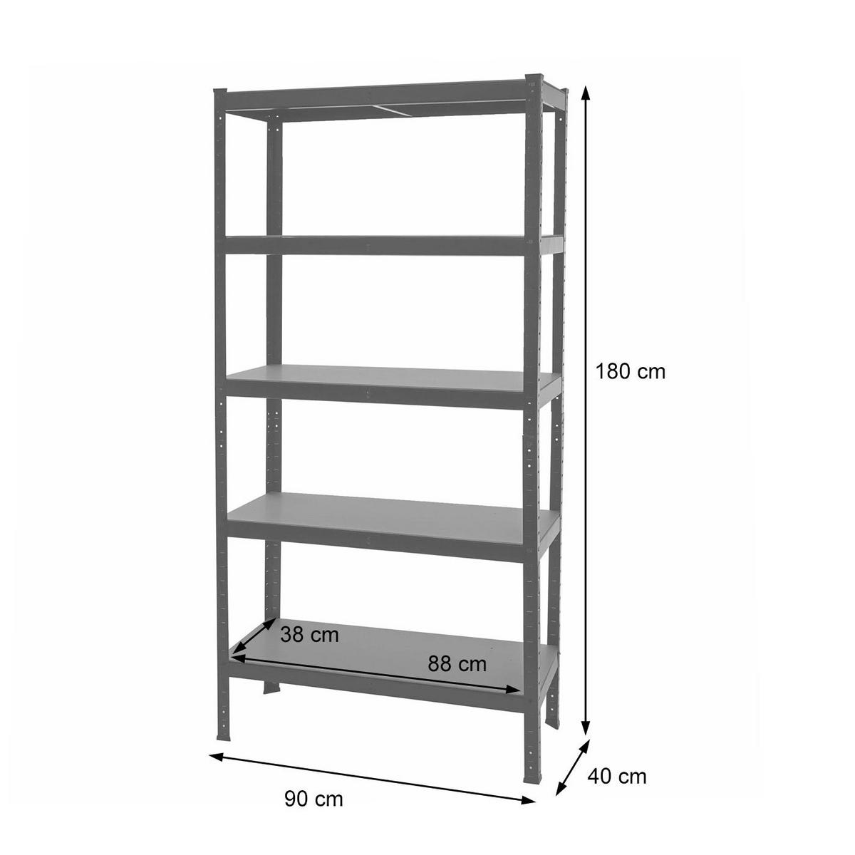SCHWERLASTREGAL Schwarz, Braun - Schwarz/Braun, Metall (90/180/40cm) - MCW