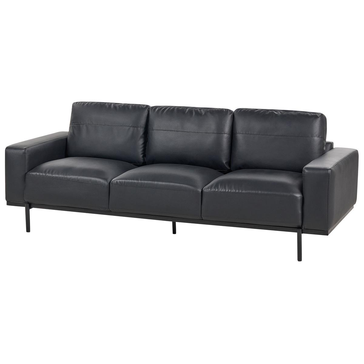 3-SITZER-SOFA Kunstleder schwarz Sovik - Schwarz, Kunststoff/Textil (215/72/87cm) - Beliani