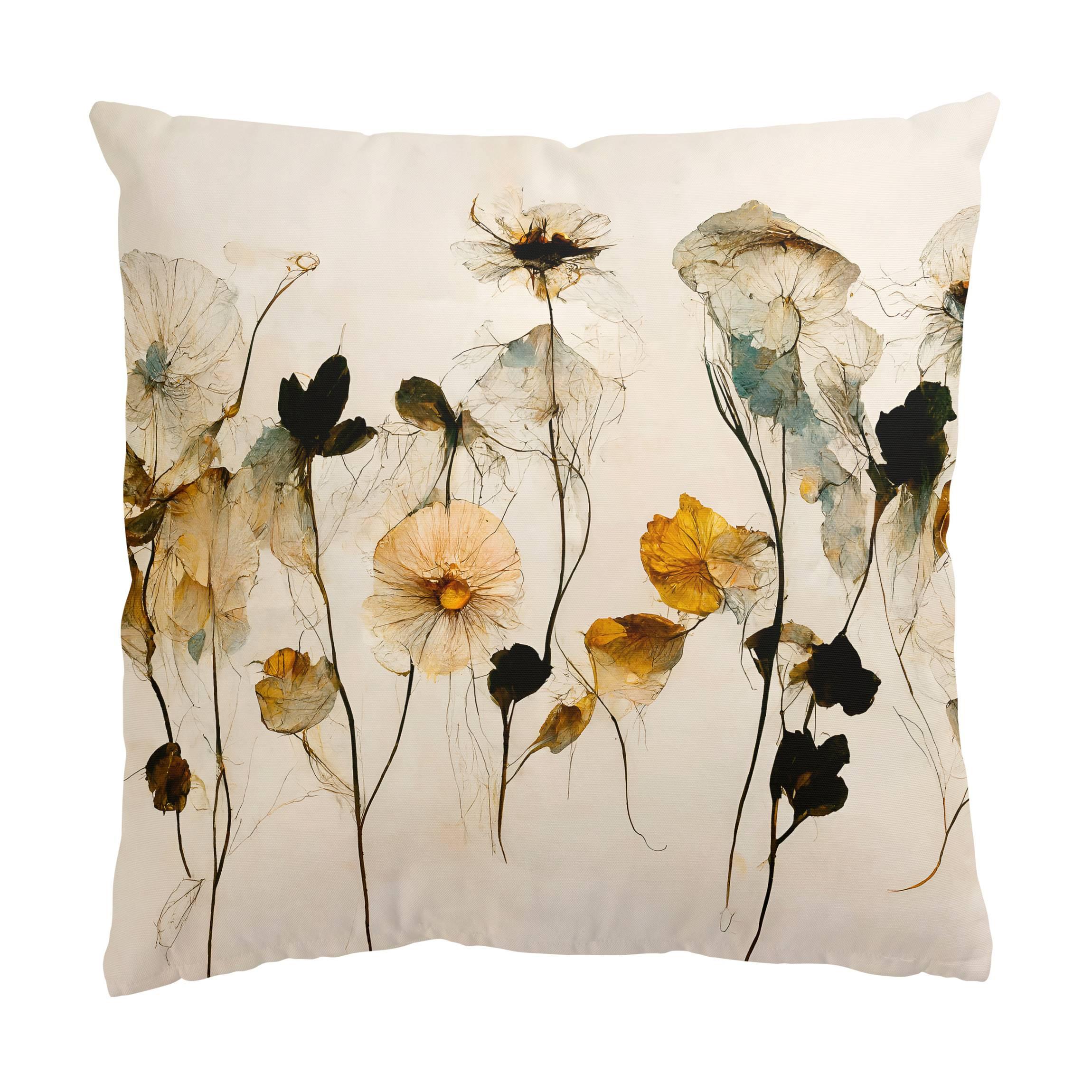 DEKOKISSEN Warme Blüten 40/40 cm - Beige, Textil (40/40/10cm) - Bilderwelten