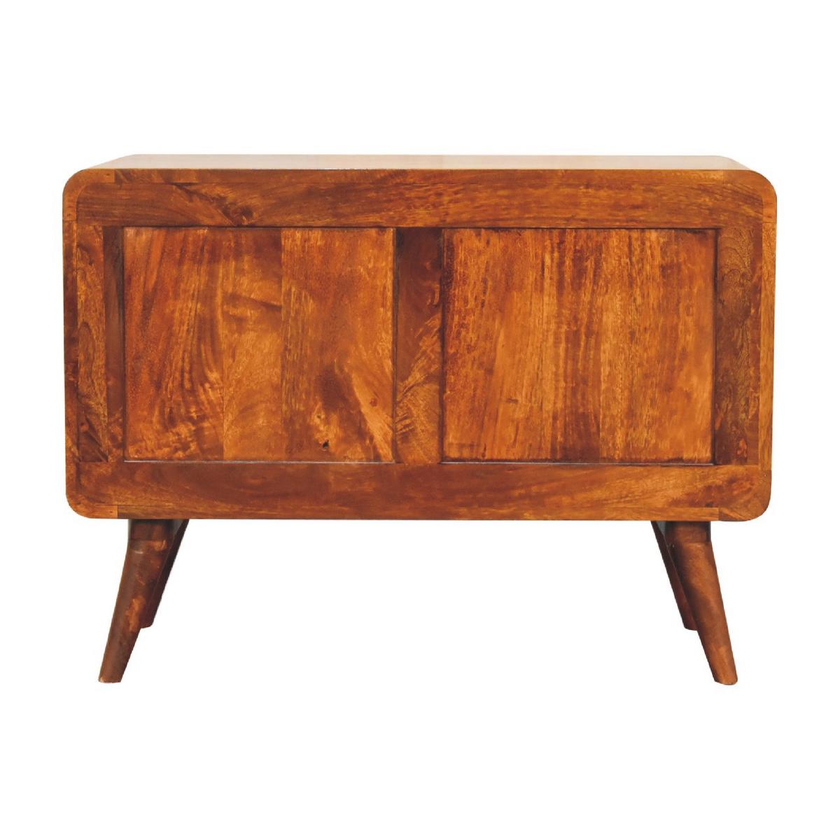 KOMMODE Massivholz Gebogenes Kastanienbraun, 2 Schubladen, Dunkelbraun - Dunkelbraun/Messingfarben, Mangoholz/Holz (80/58/35cm) - Artisan Furniture