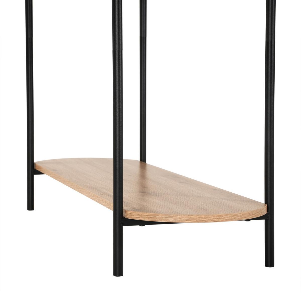 KONSOLE mit 3 Ebenen und schwarzen Metallseiten 34/80/100 cm - Eschefarben, Holzwerkstoff (40/34/80cm) - Calicosy