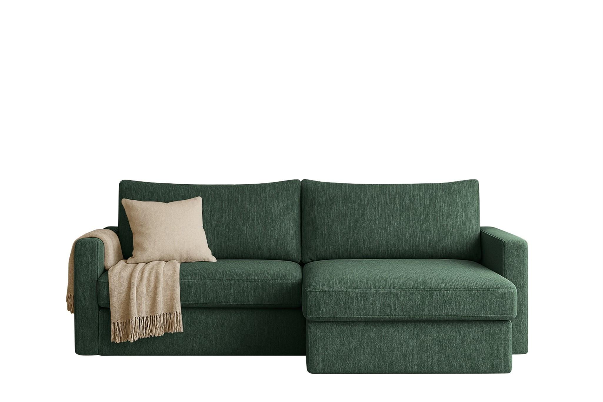 ECKSOFA Bendik In Faro - Grün, Holzwerkstoff/Textil (224/140cm) - Fun Möbel