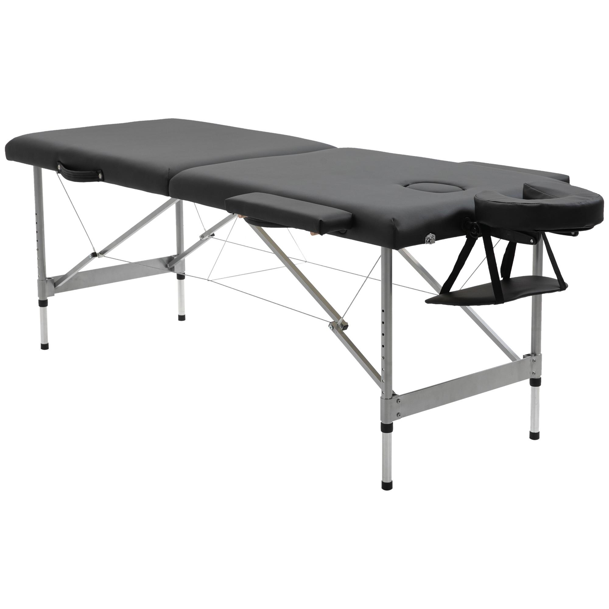 MASSAGELIEGE klappbar Massagebett max. 130 kg Belastbar Kunstleder, Schwarz - Schwarz, Metall (70/82/185cm) - HOMCOM
